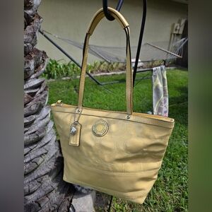 Coach Yellow Women's Leather Tote Bag Purse
